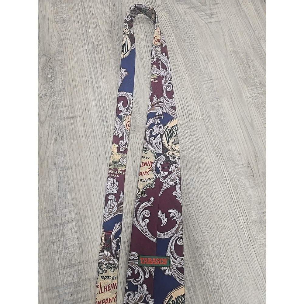 Tabasco Hot Sauce Oysters Peppers Vintage Tie Multicolor Silk McIlhenny Co. USA - Picture 5 of 5